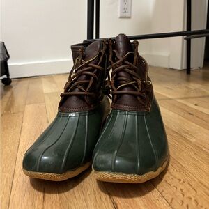 Sperry Green and Brown Duck Boots